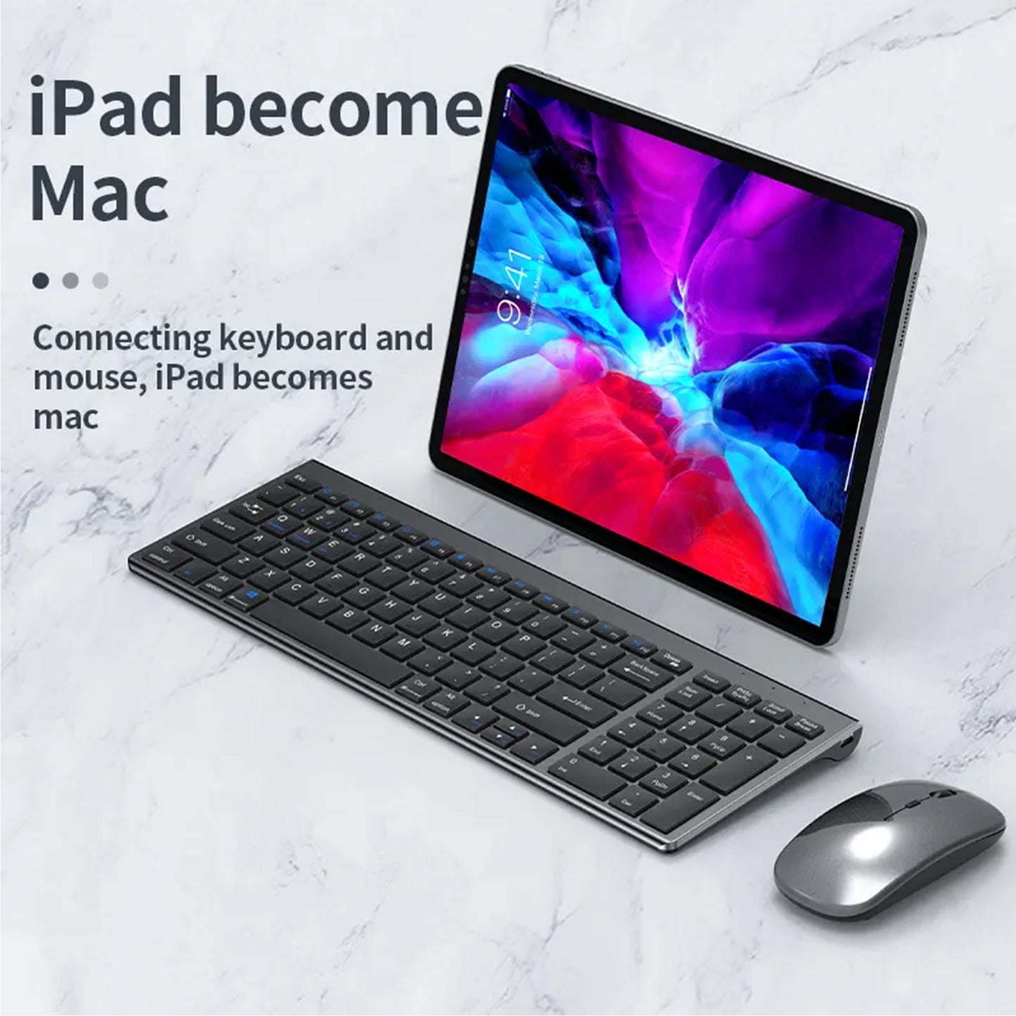 PROTECT Bluetooth Rechargeable Keyboard and Mouse Combo | Slim Design | Multi-Device Connectivity | Grey | Model: HT-KB333