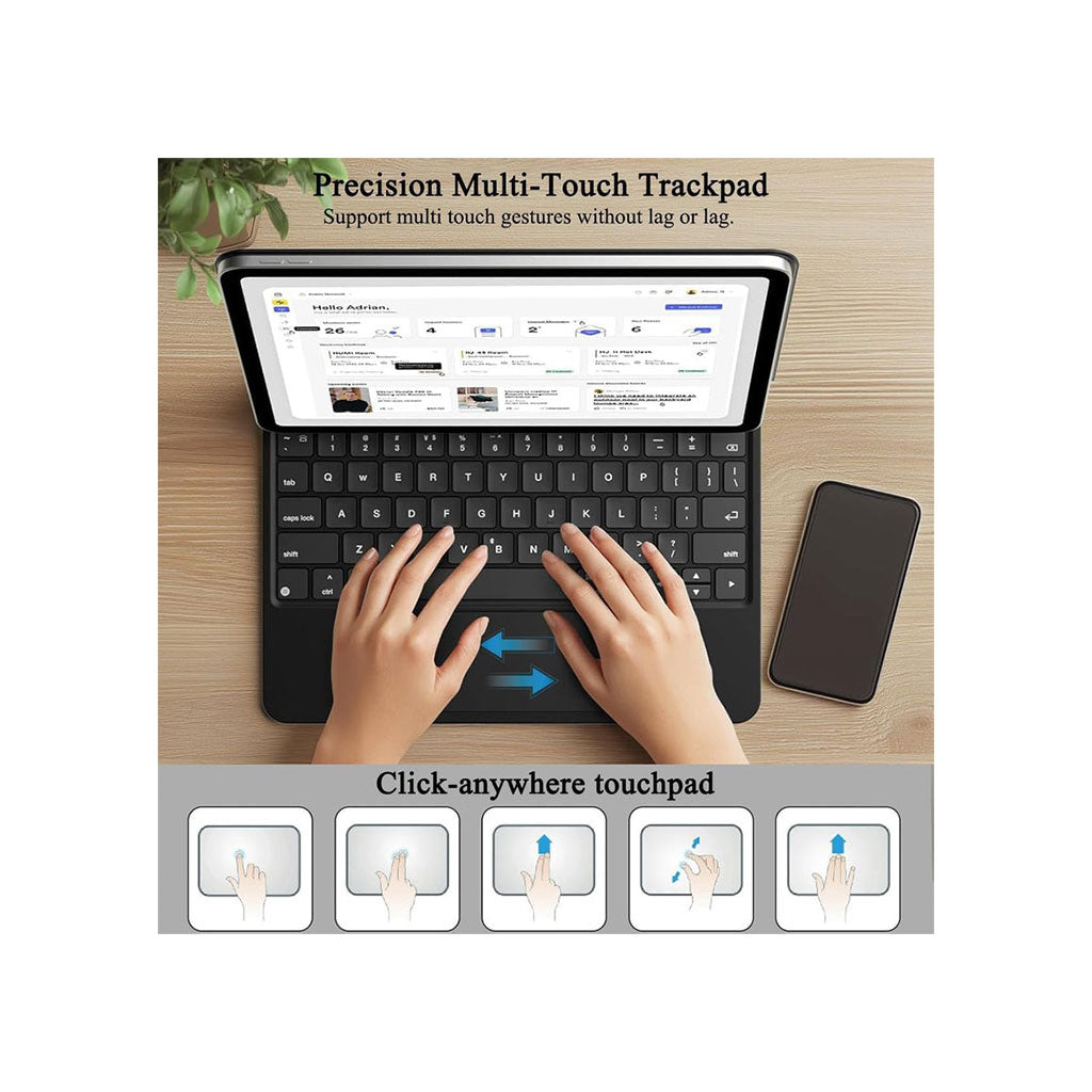 PROTECT Magnetic Keyboard Case | For iPad Pro & Air 12.9" (4th–6th Gen Pro / 6th–7th Gen Air) | Bluetooth | Trackpad | Backlit | Grey | Model: HL118-129