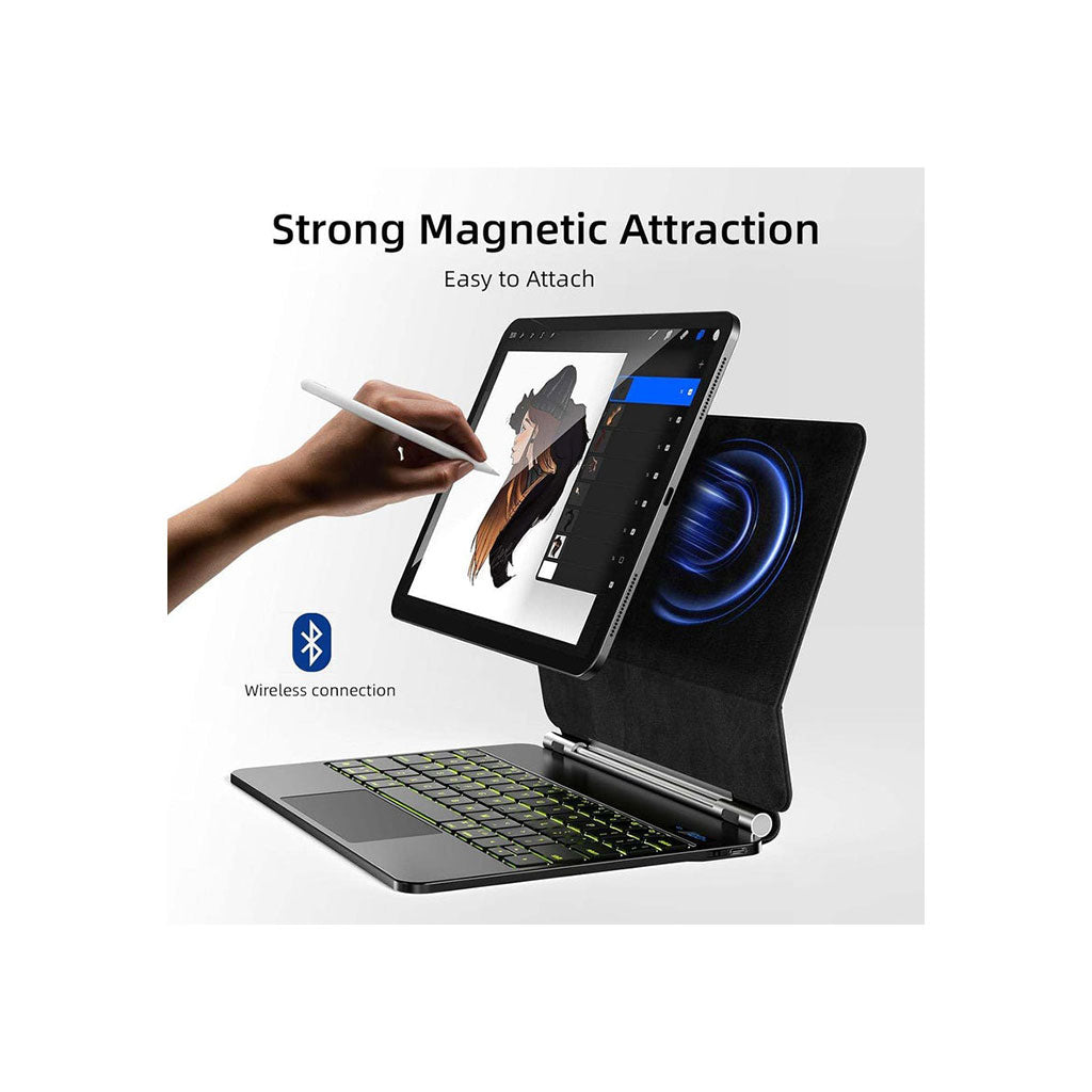 PROTECT Magnetic Keyboard Case | For iPad Pro & Air 12.9" (4th–6th Gen Pro / 6th–7th Gen Air) | Bluetooth | Trackpad | Backlit | Grey | Model: HL118-129