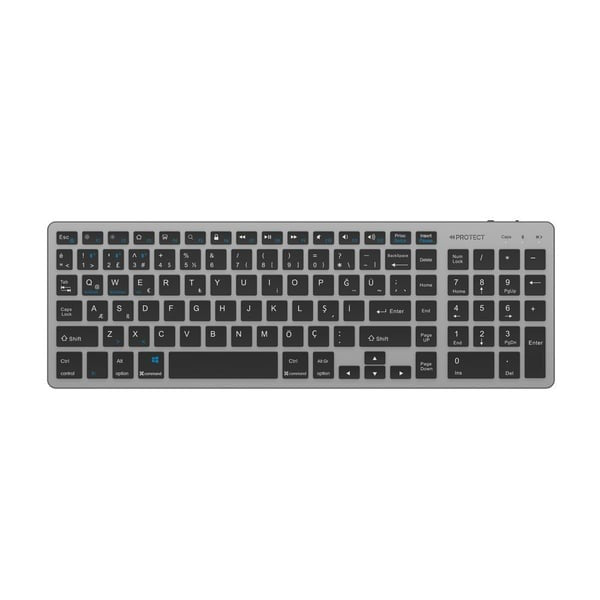 PROTECT Bluetooth Rechargeable Keyboard and Mouse Combo | Slim Design | Multi-Device Connectivity | Grey | Model: HT-KB333