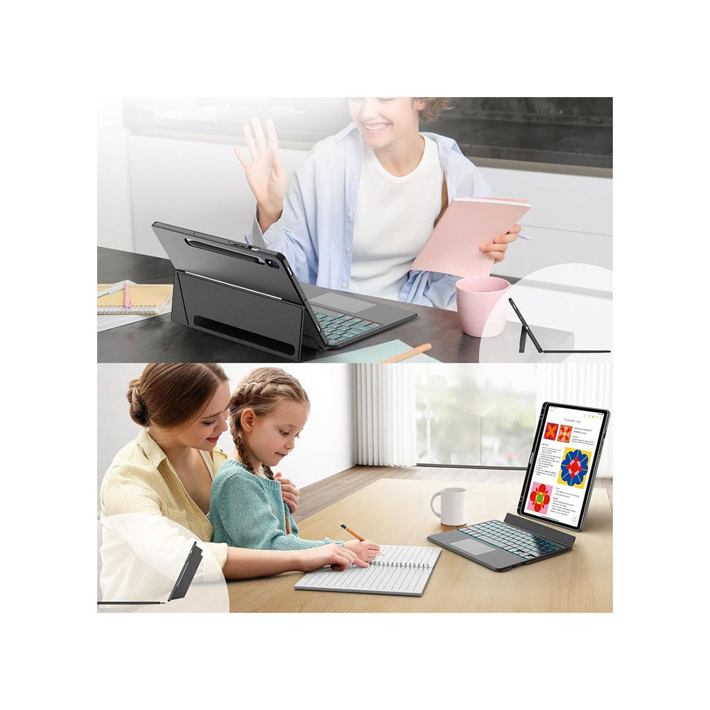 PROTECT Samsung Tab S9 Ultra Protective Tablet Keyboard | Bluetooth | With Trackpad | Backlit | Adjustable Stand | Grey | Model: HL118A-U