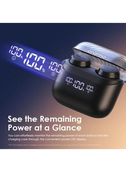 Oraimo AirBuds 4 TWS Earphone, 10M Range Bluetooth 5.3, 38H Playtime, AniFast™ Charge, True Wireless Earbuds with Deep Bass, 2 Mics for AI Clear Calls, AI noise cancellation, Instant Connectivity