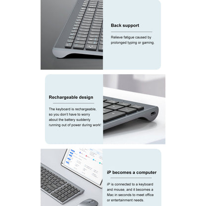 PROTECT Bluetooth Rechargeable Keyboard and Mouse Combo | Slim Design | Multi-Device Connectivity | Grey | Model: HT-KB333