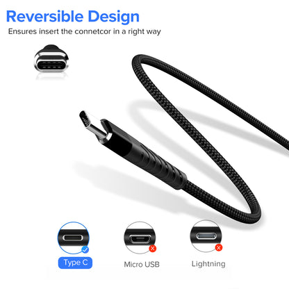 USB A to Type C Cable with 2m Length Tangle Free Fast Data Sync And Transfer 480mbps Cable