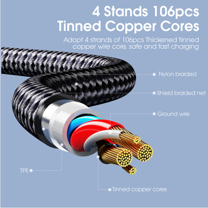 USB A to Lightning Cable with 2m length 480mbps Data Sync & Transfer Tangle Free Cable