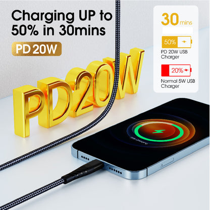 Type-C To Lightning Cable With 2m Length 20W Fast Charging Cable and Data Sync & Transfer 480mbps