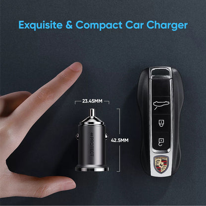 C-A35 45W Dual Port Fast Car Charger with Zinc Alloy Construction USB-C and USB-A Ports Efficient and Durable Charging Solution with Ring and Pull Design