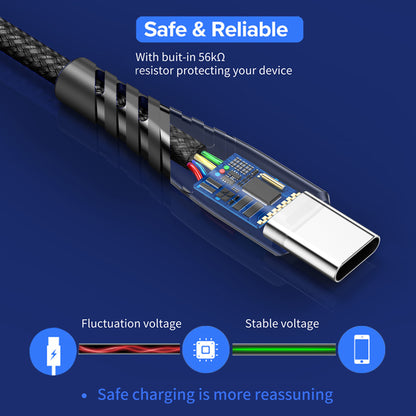 USB A to Type C Cable with 2m Length Tangle Free Fast Data Sync And Transfer 480mbps Cable