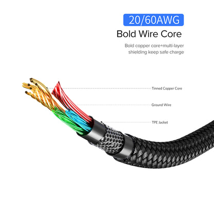 USB A to Type C Cable with 2m Length Tangle Free Fast Data Sync And Transfer 480mbps Cable