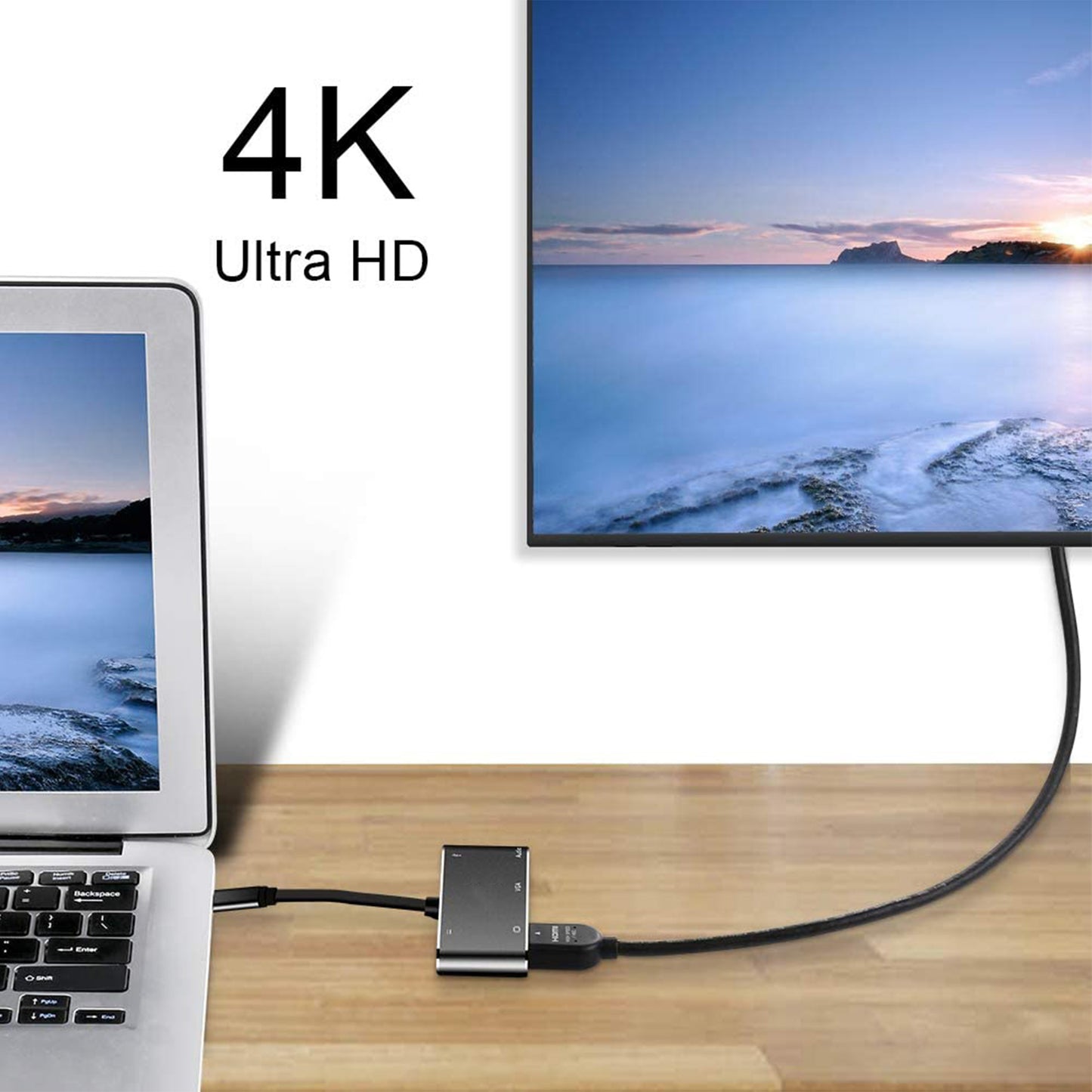 5 in 1 USB Type-C Hub with 4K HDMI, VGA, Audio, USB 3.0 and USB-C PD Delivery for MacBook, Notebooks and Mobile Phones