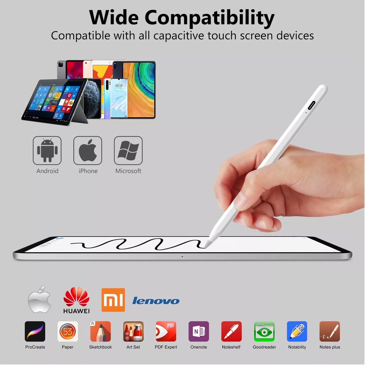 Universal Stylus Pen Charge for 60 minutes and 20 hours Working Time, Compatible With Android IOS & windows