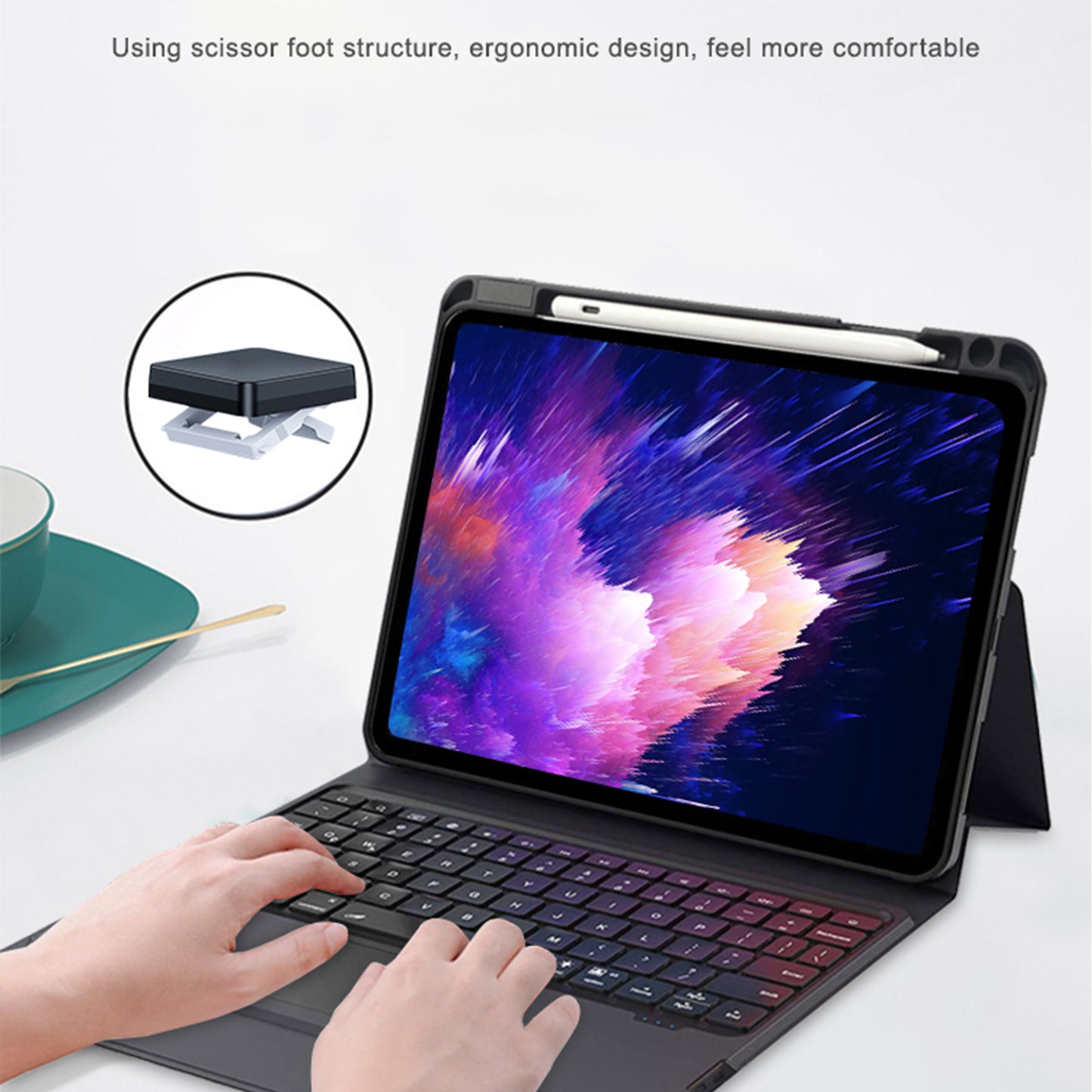 iPad Pro Leather Case With Keyboard 12.9 Inches Compatible Model A2229/A2233/A1876/A1895/A1983