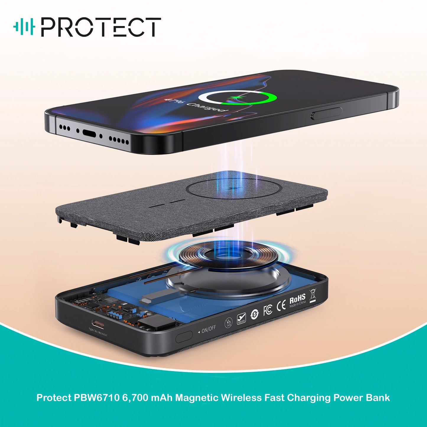 PBW6710 6,700 mAh Magnetic Wireless Fast Charging Power Bank